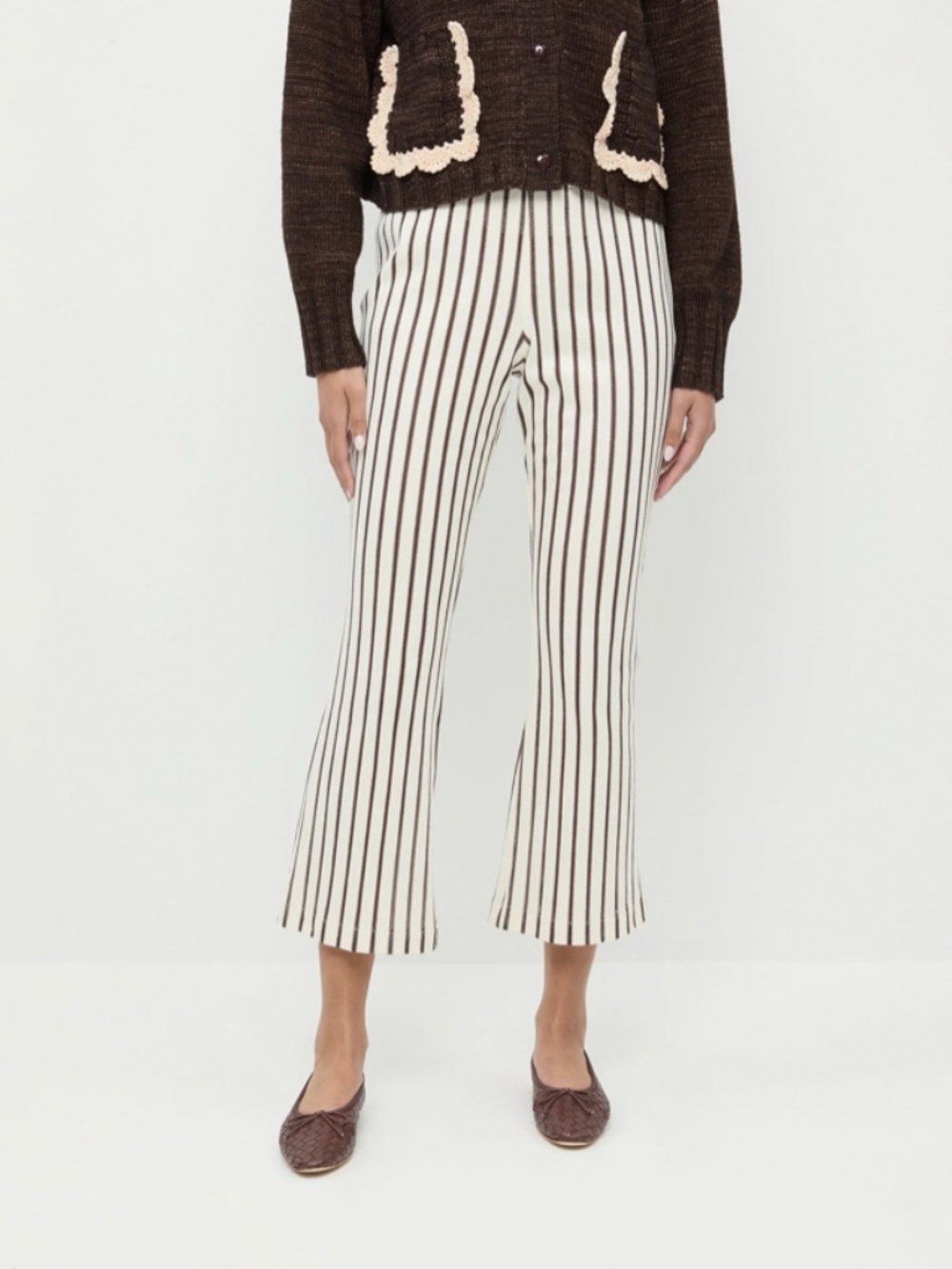 Loeffler Randall Alex Pant in Brown Stripe - Picture 1 of 3
